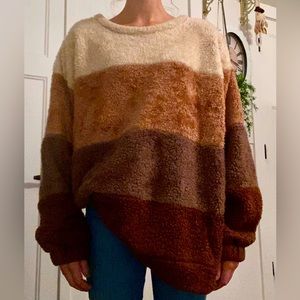 Furry Block-Colored Sweater